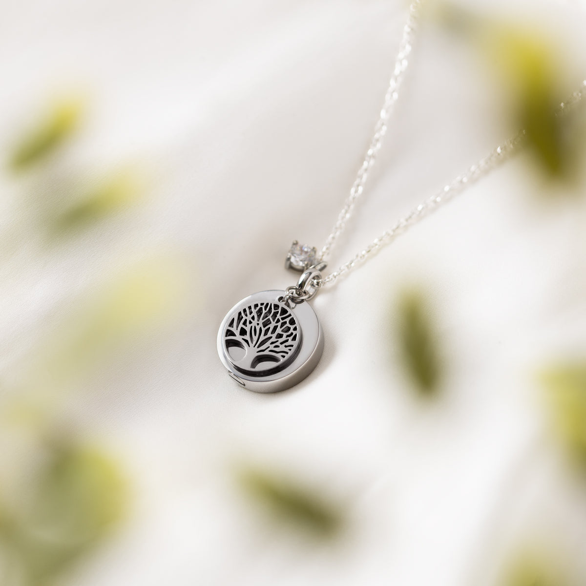 Pendentif Arbre De Vie En Acier Inoxydable – Bijou De Crémation Avec Mini Urne Pour Cendres – Souvenir Homme/Femme/Animaux
